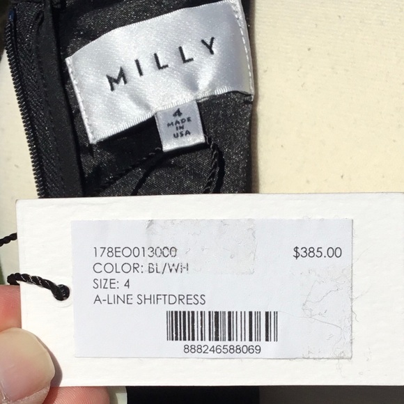 Milly Organza A-Line Grid Pattern Shift Dress - Picture 8 of 8